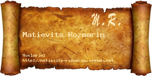 Matievits Rozmarin névjegykártya